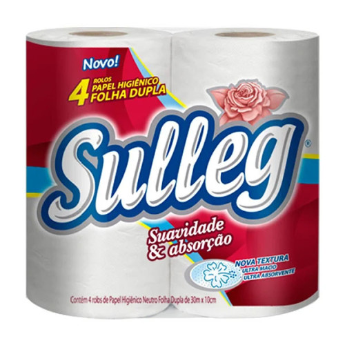 Papel Higiênico 4 Rolos de 30 Metros Folha Dupla Sulleg