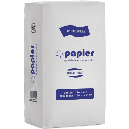 Papel Toalha Interfolhado Papier 100% Celulose 1000 Folhas