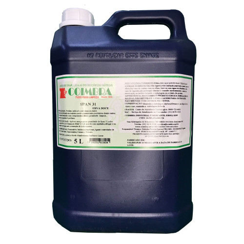 Span 31 Erva Doce Coimbra 5 Litros Preço por Litro R$ 7,90